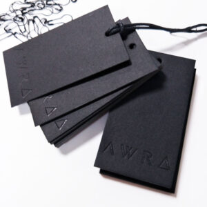 1000pcs Custom Black Paper Cardboard Hangtags With Debossed Logo